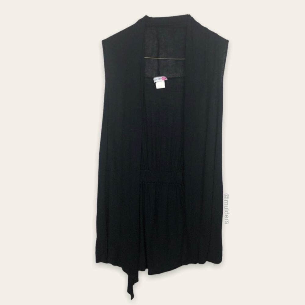 Body Central Black Open Front Sleeveless Layering Cardigan Sweater Made in USA